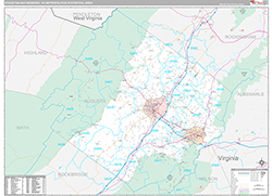 Staunton-Waynesboro Metro Area Wall Map Premium Style 2026